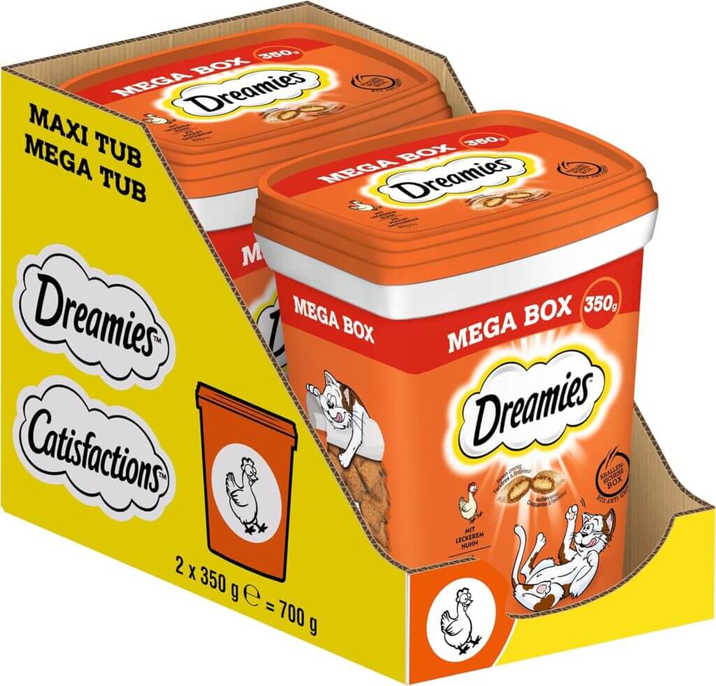 Dreamies Katzensnack mit Huhn-Geschmack 2 x 350g – 58% Rabatt