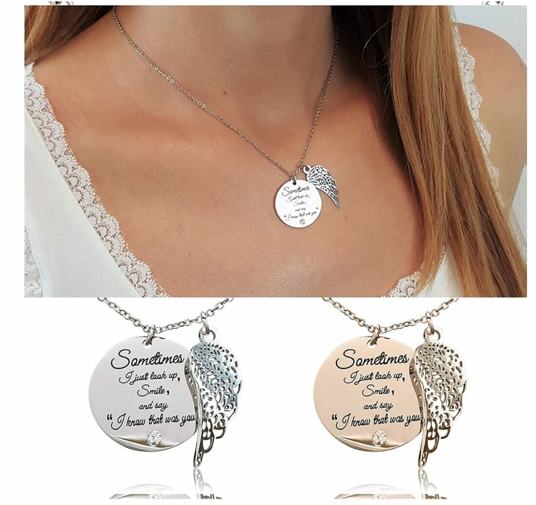 Damen Halskette mit Engelsflügel und beschriftetem Anhänger – 70% Rabatt