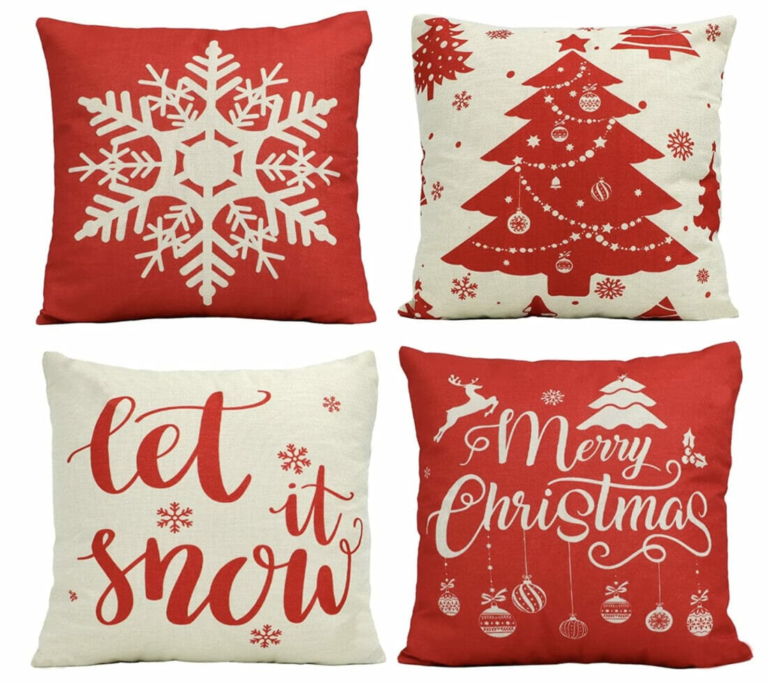 CALIYO Kissenhüllen im tollen Weihnachtsdesign im 4er Set – 60% Rabatt