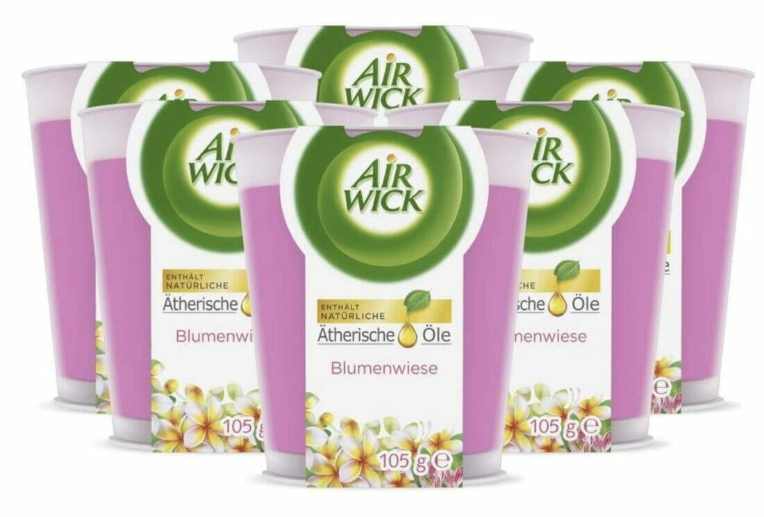 Air Wick Wohlfühl-Duftkerze im Glas mit dem Duft Blumenwiese (6er-Pack) – 32% Rabatt