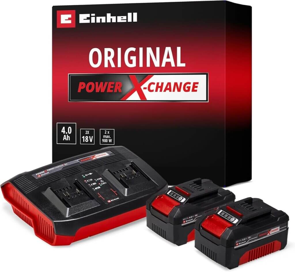 Original Einhell Starter Kit 2x 4.0 Ah Akkus und Twincharger Power X-Change – 43% Rabatt