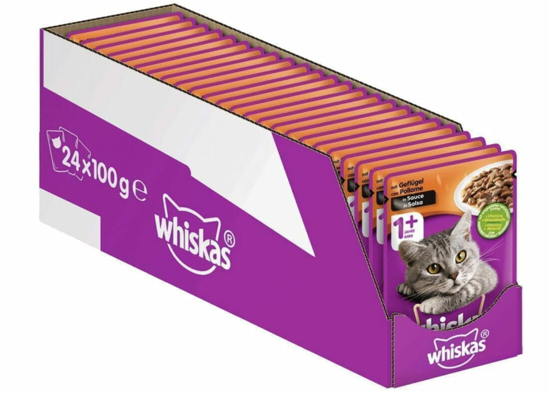 Whiskas 1 + Katzenfutter Geflügel in Sauce – 24% Rabatt + 10% Spar-Abo + weitere 20% Rabatt auf die erste Bestellung