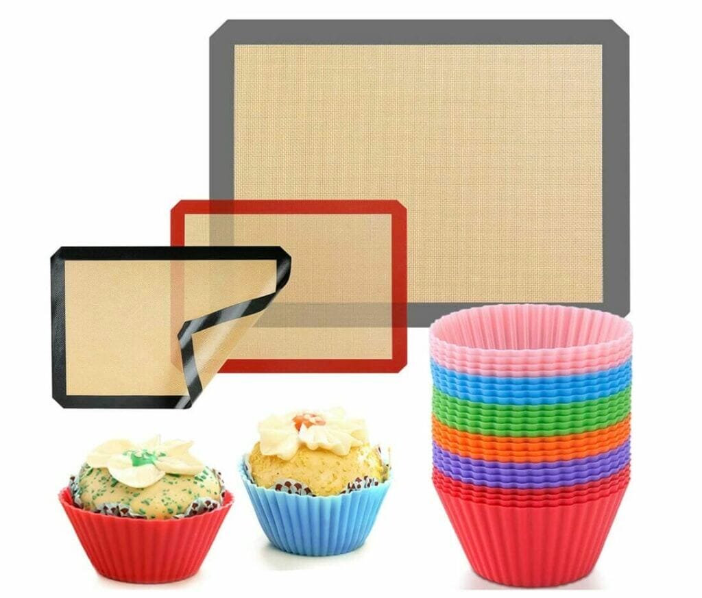 McNory 3 Antihaft Backmatten und ein 24er-Pack wiederverwendbare Backförmchen aus Silikon – 42% Rabatt