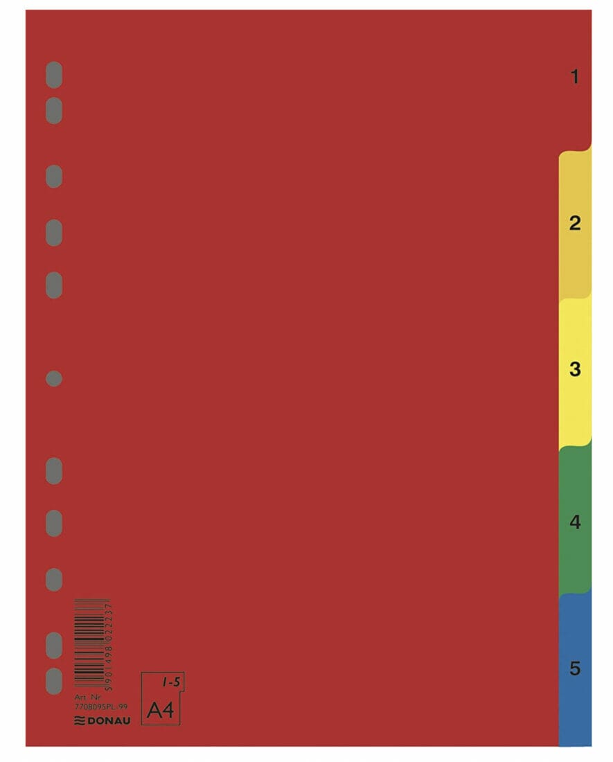 DONAU Kunststoff-Register Öko PP DIN-A4 230x297mm 5-teilig – 44% Rabatt