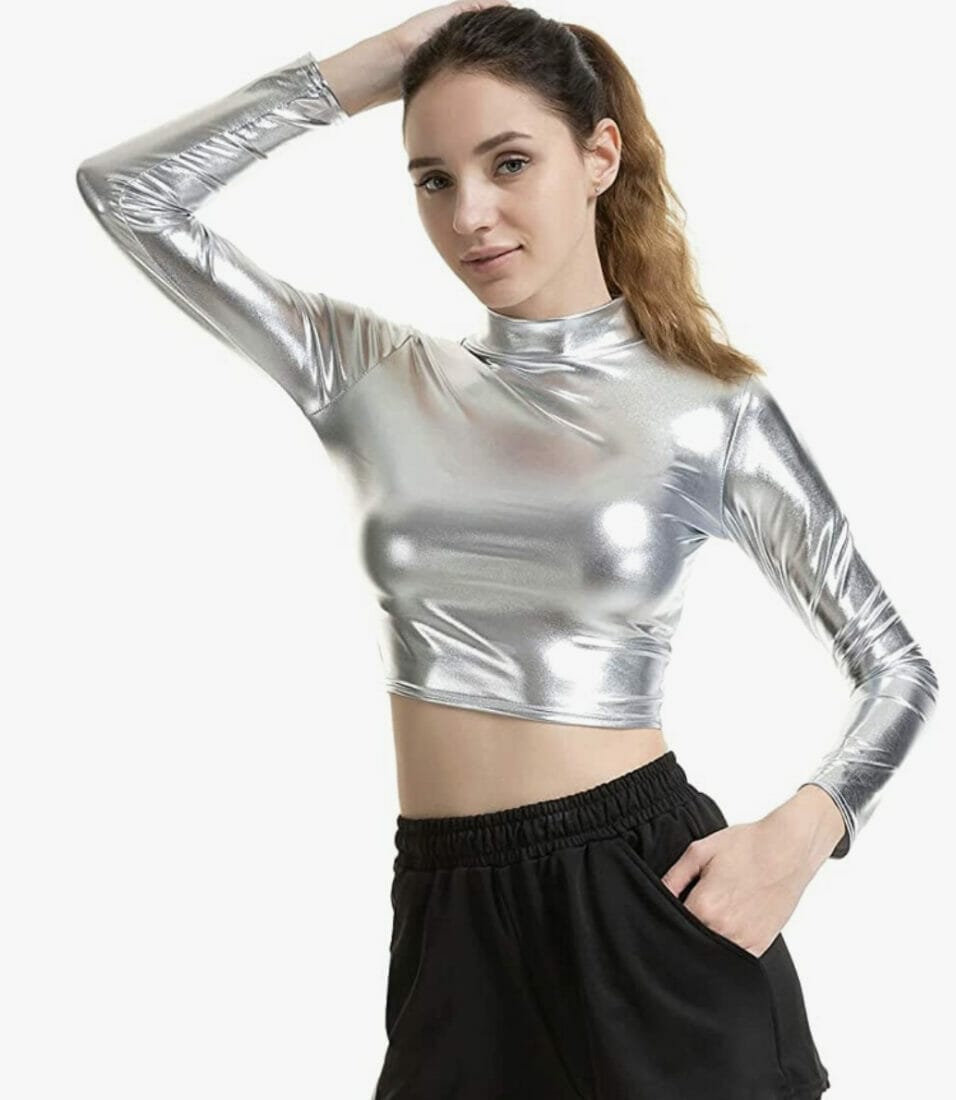 Damen Metallic Langarmshirt – 70% Rabatt