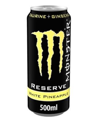 Reserve White Pineapple Monster Energy Reserve White Pineapple: Fruchtiger Ananas-Geschmack, koffeinhaltig, 12x500ml Dosen für den ultimativen Energiekick.