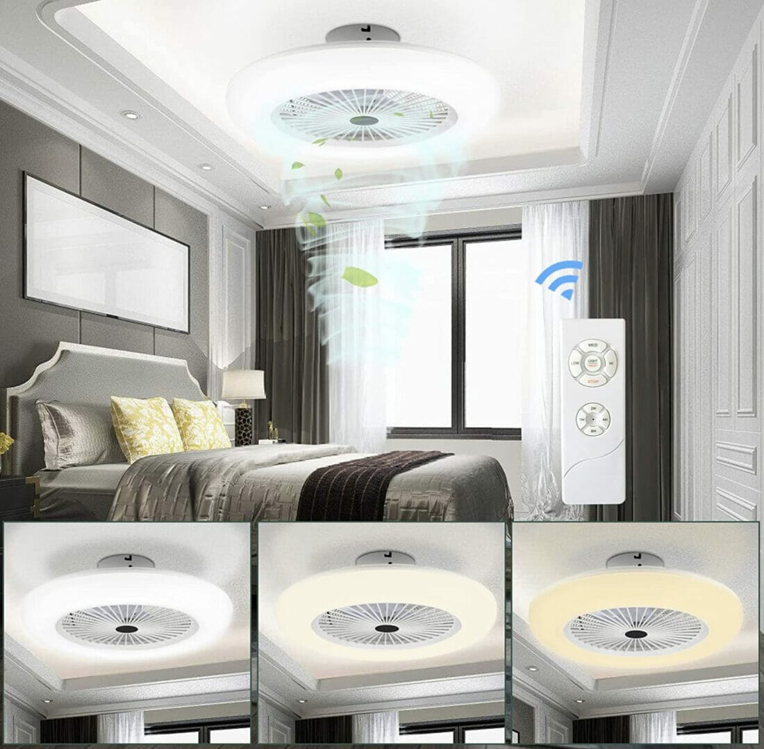 Ikodm 1er Deckenventilator mit Beleuchtung und Fernbedienung – 30% Rabatt
