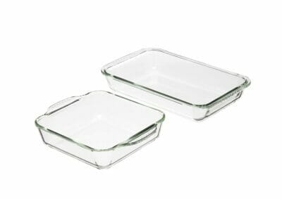 Amazon Basics Ofenfestes Backformen Set aus Glas 2er Set rechteckig 3 l und quadratisch 2 l