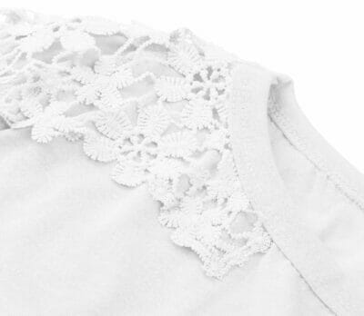 Bluse Damen Elegant Spitzenaermel Langarmshirt Sommer1