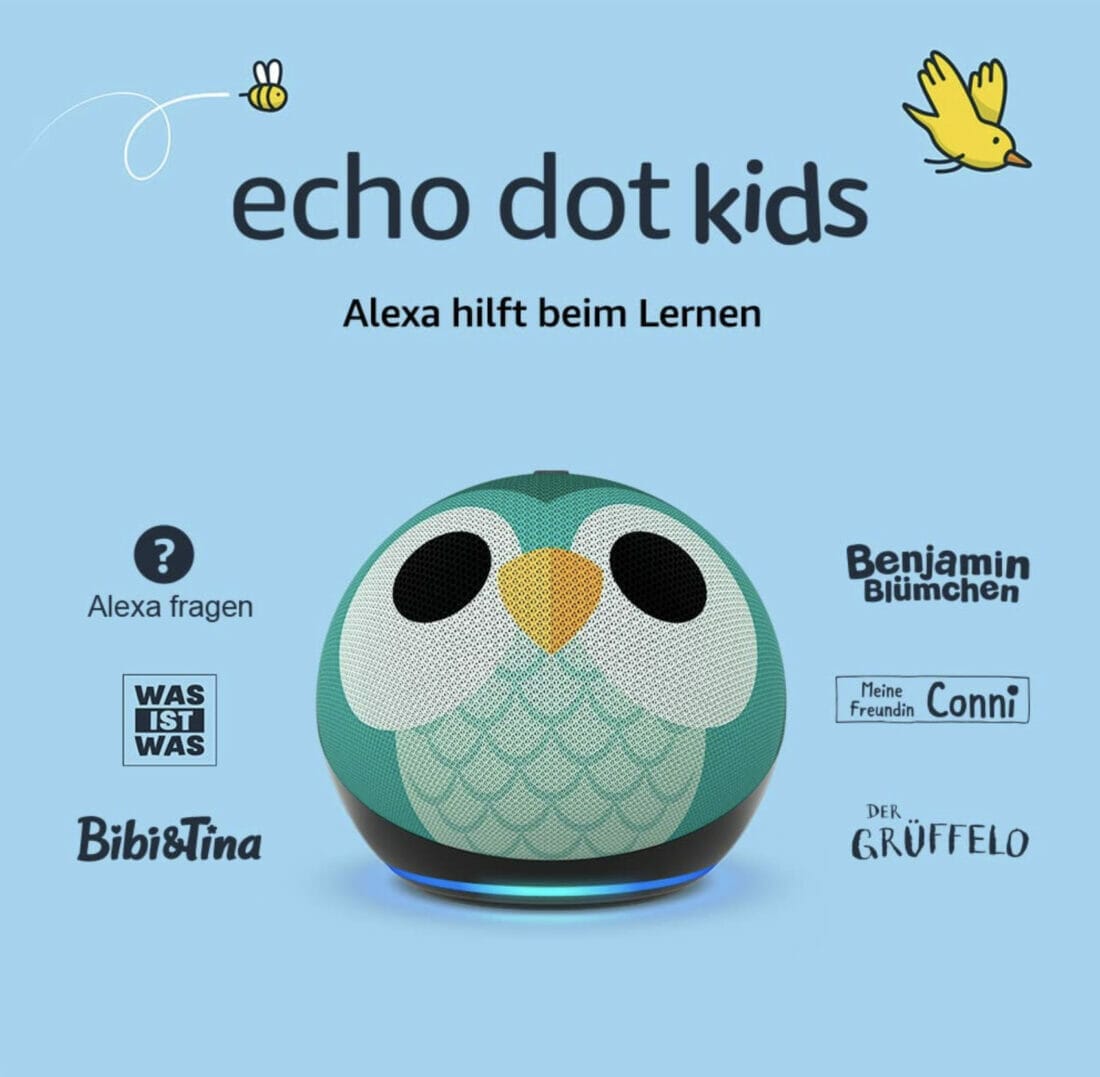 Echo Dot 5. Generation Kids im Eulen-Design – 60% Rabatt
