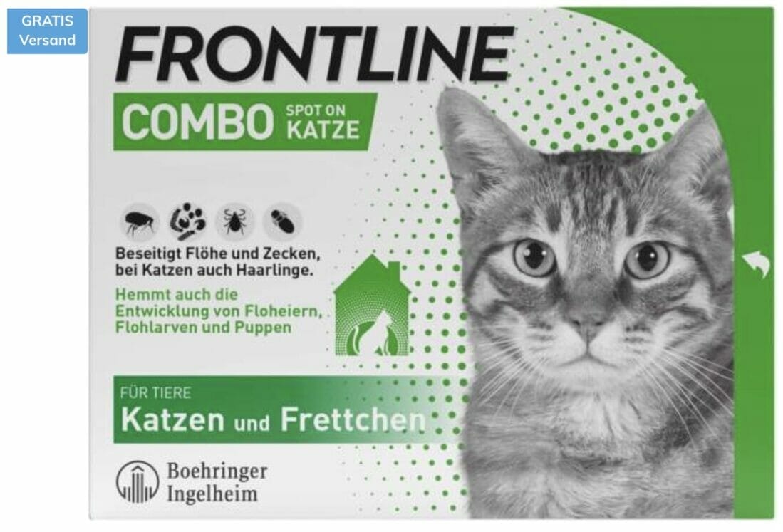 Gratis Versand: Frontline Combo Spot on Katze 3 Pipetten – 32% Rabatt
