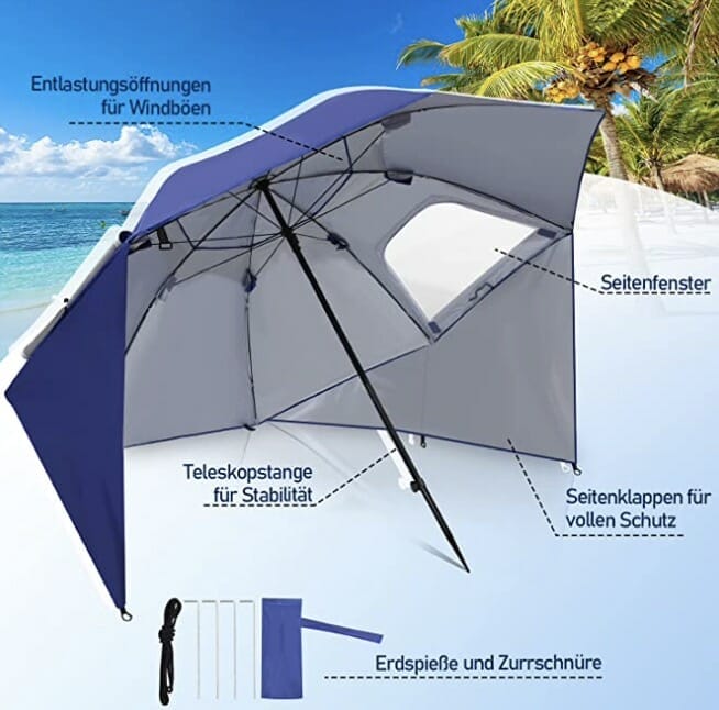 Joparri Sonnenschirm Strandmuschel 2 in 1 – 30% Rabatt
