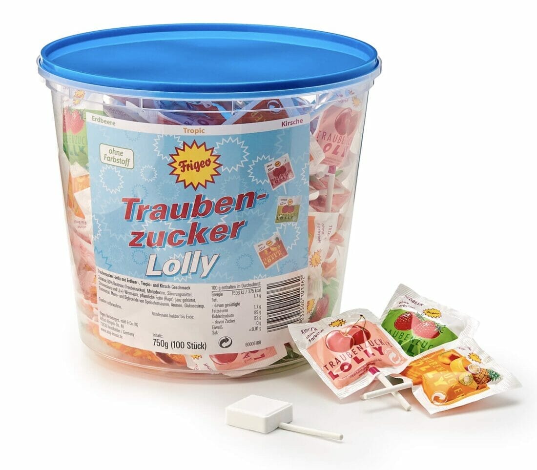 Frigeo Traubenzucker-Lolly Eimer 100stk. – 28% Rabatt