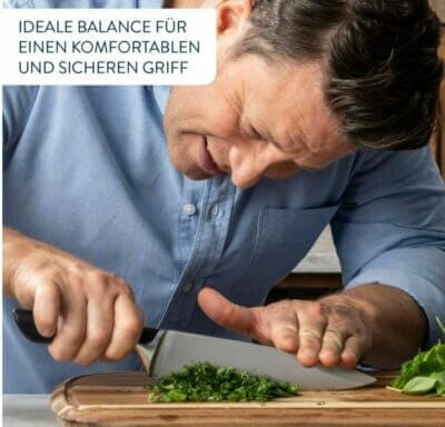 Erlebe Präzision: Jamie Oliver by Tefal Santokumesser - unverwechselbares Design, langlebige Klinge, Edelstahl/Schwarz.
