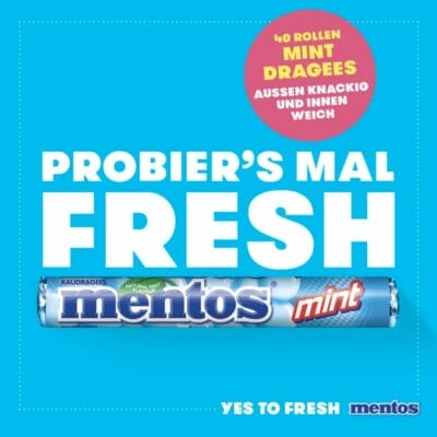 Genieße Mentos Kaubonbons Mint für frischen Atem. 40 Rollen, vegan, perfekt für jeden Anlass.