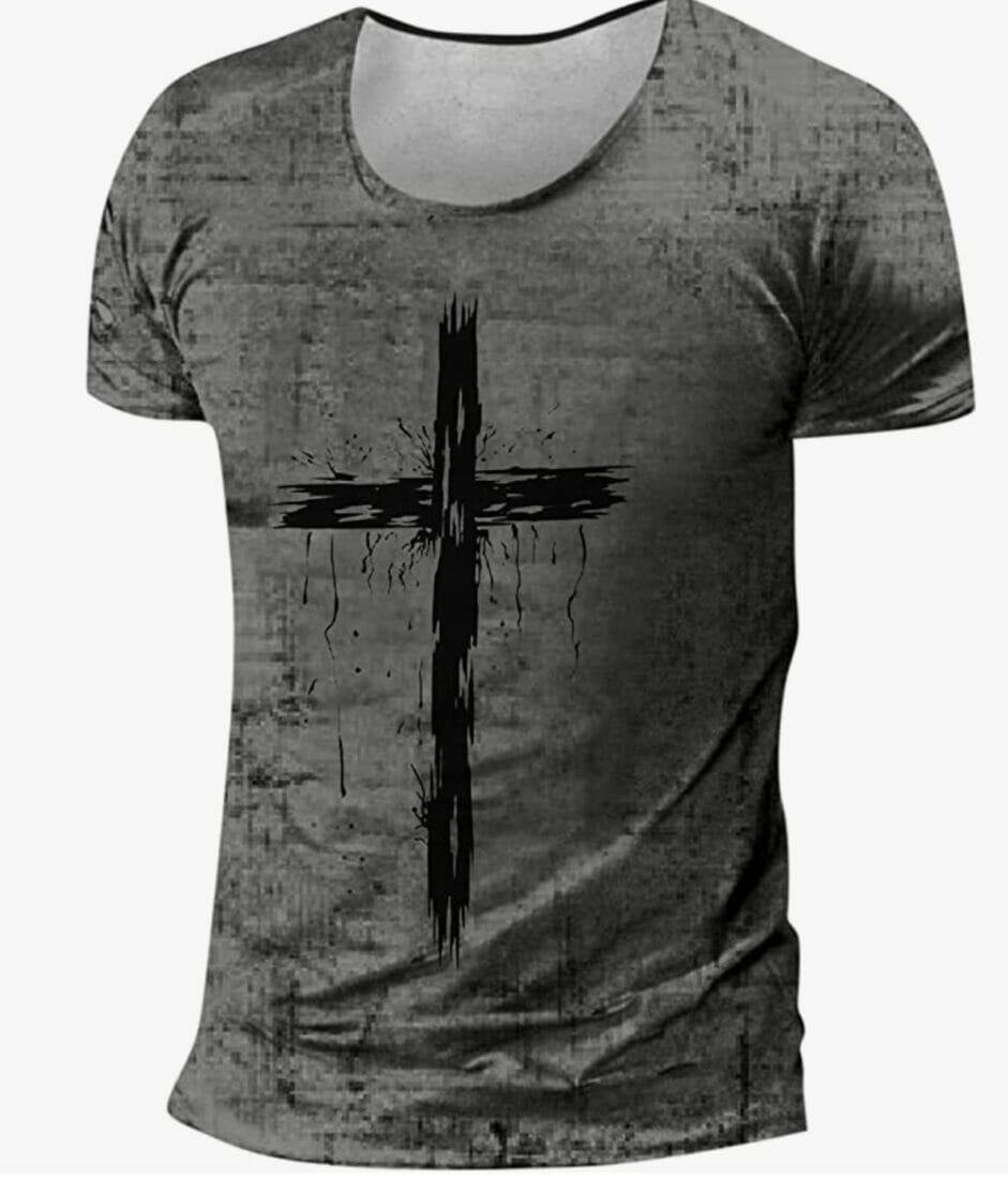 Herren T-Shirt mit Kreuzaufdruck – 50% Rabatt