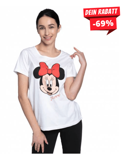 Minnie Maus Disney Damen T-Shirt – 69% Rabatt