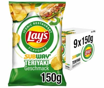Lay's Kartoffelchips Subway Chicken Teriyaki: Knusprig, herzhaft und ideal zum Teilen – 9x150g Packung.