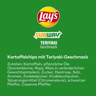 Lay's Chicken Teriyaki Chips: Perfekt für Partys, gebacken in natürlichem Pflanzenöl, würziger Geschmack.