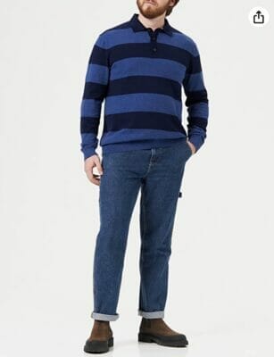 TOM TAILOR Herren Strickpullover mit Kragen Streifen1