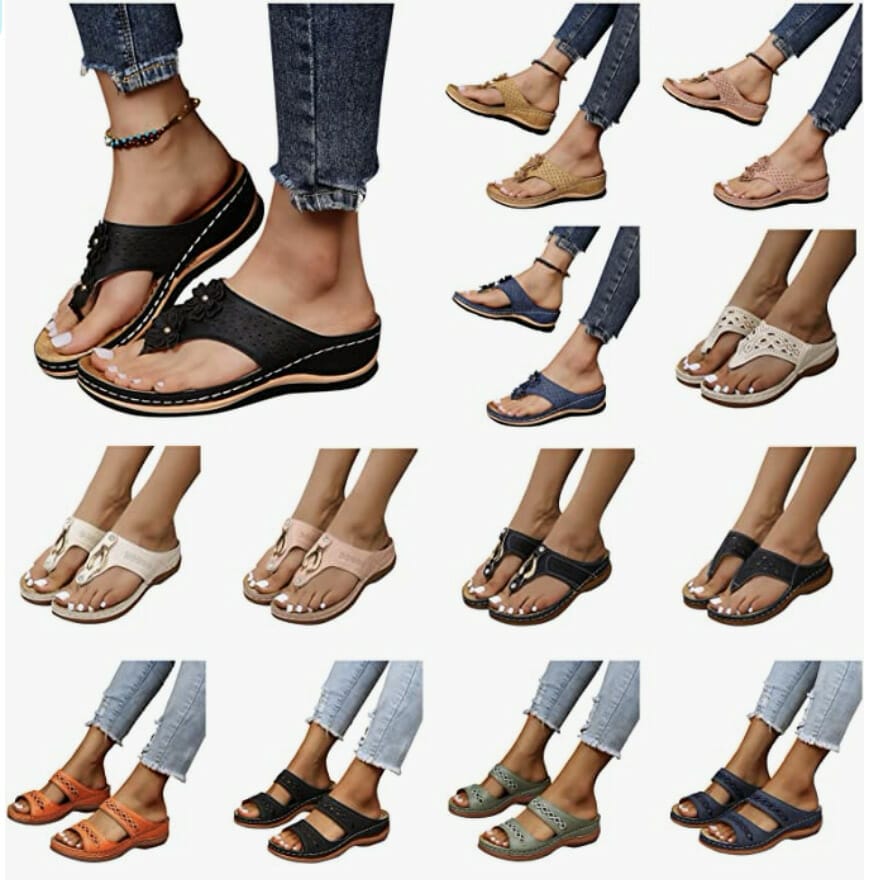 Zehentrenner Sandalen mit Keilabsatz – 50% Rabatt