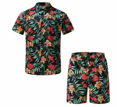 Herren Hawaiihemd und Hawaii Strandshorts Set 