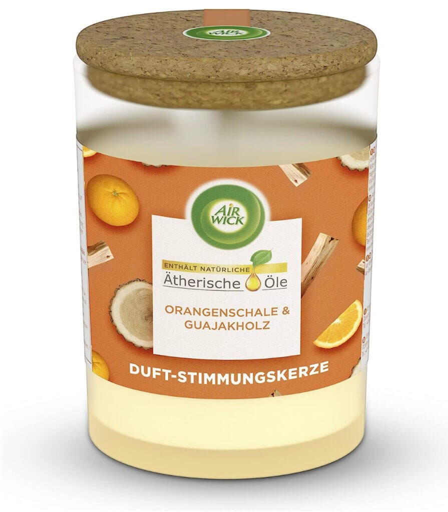 Air Wick Duft Duftkerze Orangenschale und Guajakholz im Glas – 17% Rabatt + 10% Spar-Abo + 10% Rabatt auf die erste Bestellung