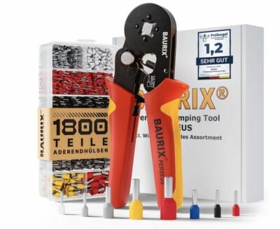 BAURIX® Crimpzange Set mit 1800 Aderendhuelsen Set