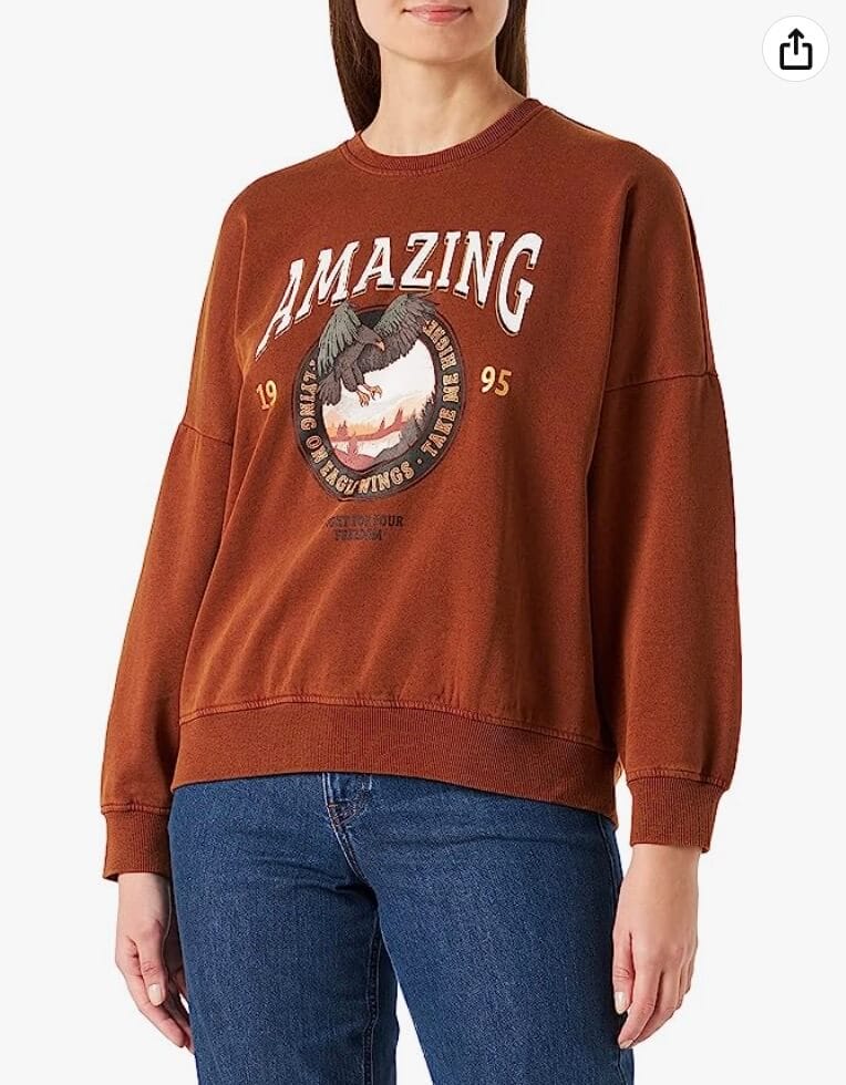 ONLY Damen Eagle Foil Box SWT Sweatshirt – 82% Rabatt