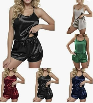 Damen Satin Pyjama Set 