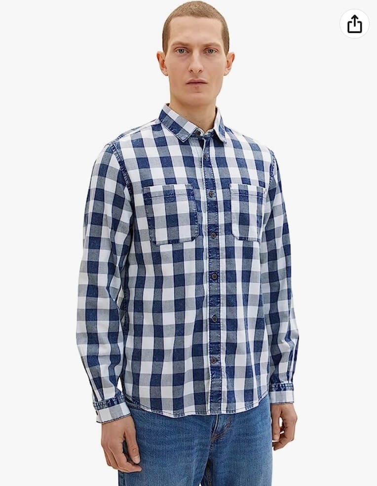 TOM TAILOR Herren Indigo Karo-Hemd – 54% Rabatt