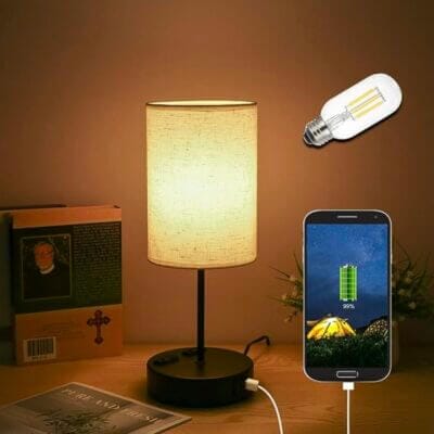 Tischlampe Nachttischlampe mit E27 Dimmbar Lampenschirm