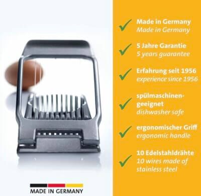 Westmark Eierteiler fuer runde und ovale Scheiben einzeln gespannte Schneiddraehte aus Edelstahl AluminiumRostfreier Edelstahl Duplex Grau 102022601