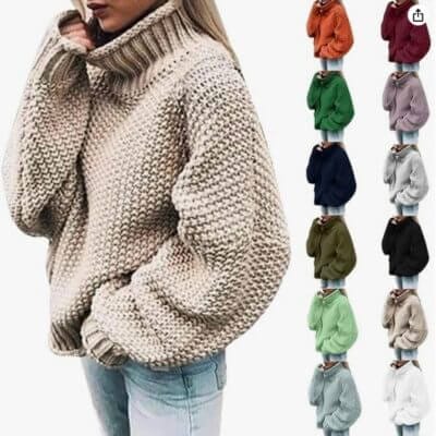 Pullover fuer Damen Casual Lose Pulli Langarm Oberteile Damen Elegant