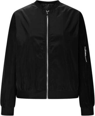 Leichte Damenjacke mit Kapuze, Reißverschluss und funktionalen Details.
