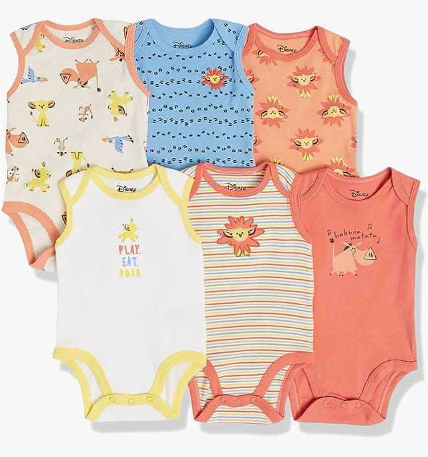 Amazon Essentials Disney Baby Mädchen ärmellosen Bodys im 6er-Pack – 43% Rabatt