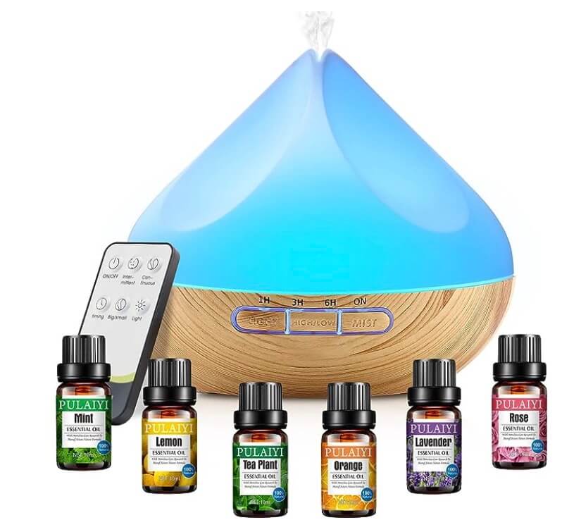 500ML Aroma Diffuser mit 6x10ml  Ätherische Öle Set – 40% Rabatt