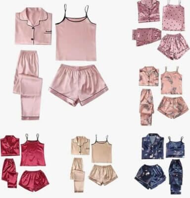 4-teiliges Satin Pyjama Set