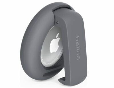 Belkin Apple AirTag Huelle mit Clip Secure Holder Schutzhuelle mit Schluesselanhaenger Schluesselring Zubehoer mit Kratzschutz – Dunkelgrau1
