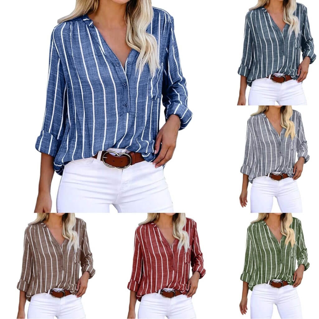 Damen Bluse mit Streifen – 50% Rabatt