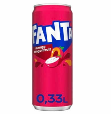 Fanta Mango & Dragonfruit: Exotische Mischung, intensiver Geschmack, tropische Erfrischung in 24x330ml Dosen, ideal für jeden Anlass.