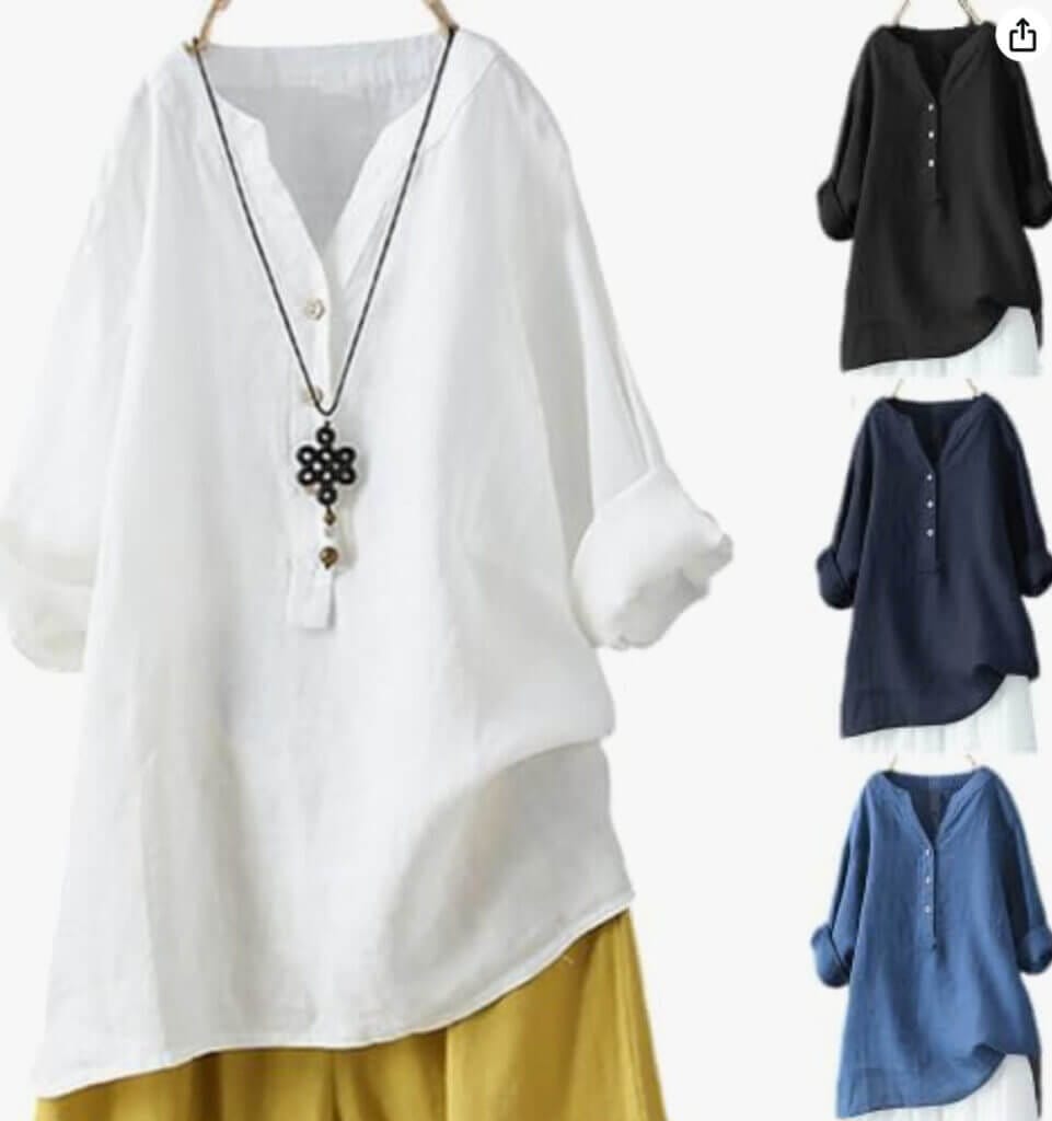 Lange Leinenbluse – 50% Rabatt