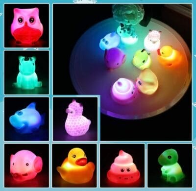 Lictin Badewannenspielzeug 8 Stueck Niedliches Tier LED Licht Badespielzeug