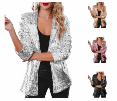 Damen Pailletten Blazer