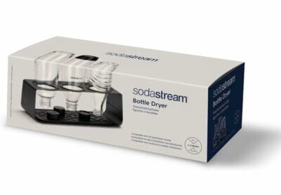SodaStream Premium Flaschenabtropfhalter aus Edelstahl kompatibel mit allen SodaStream Flaschen in matt schwarz 346x148x126 cm1