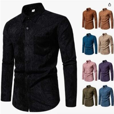 TIMELYE Herren Jacke Hemd Cord Duenne Hemdjacke Cordhemd