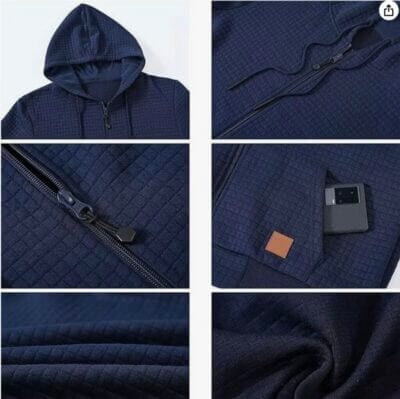 TIMELYE Mens PlaidCloth Lightweight Zipper Hoodie Sweatshirt Jacket1