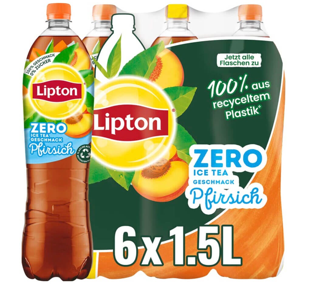 Lipton Zero Ice Tea Peach – Zuckerfreier Eistee mit Pfirsich Geschmack 6 x 1.5 l – 24% Rabatt + 10% Spar-Abo