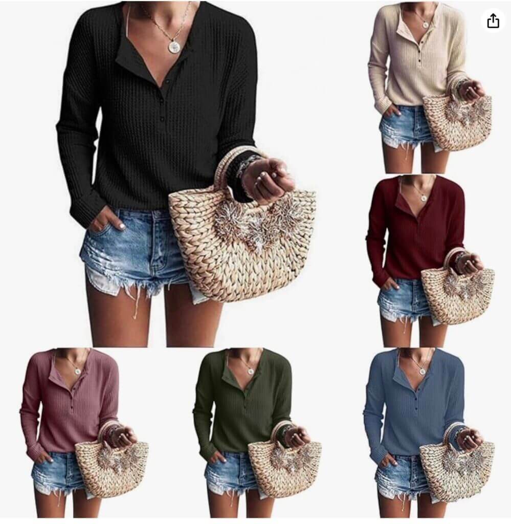 Damen Waffelstrick Pullover – 50% Rabatt