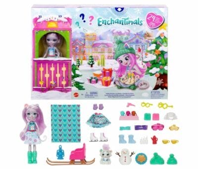 Enchantimals Adventskalender 2023 - 45% Rabatt 3 Enchantimals Adventskalender mit Sybill Schneeleopard Puppe